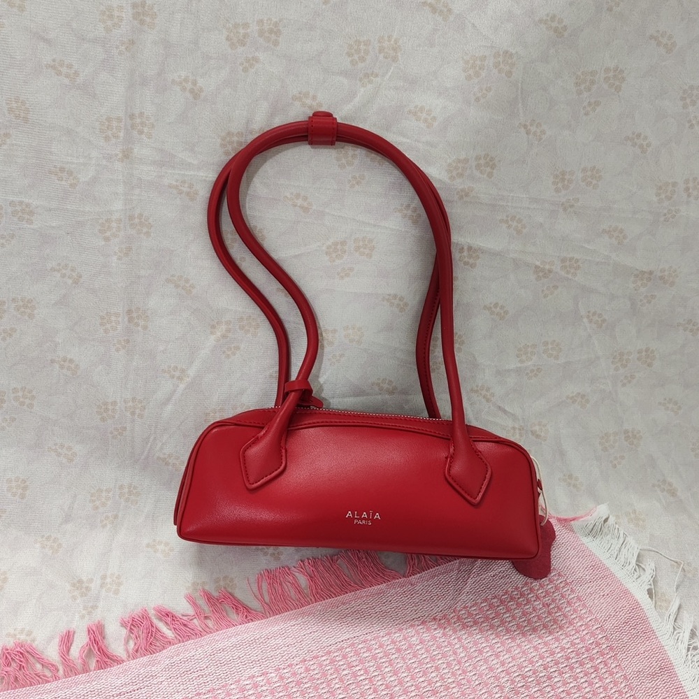 Alaïa Red Leather Tubular Shoulder Bag